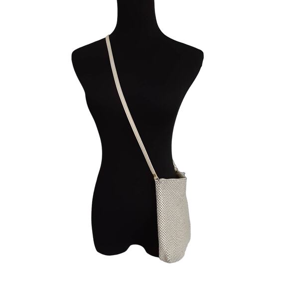 Whiting & Davis Vintage White Pearl Crystal Evening Bag Chainmail Crossbody Bag - Picture 2 of 16